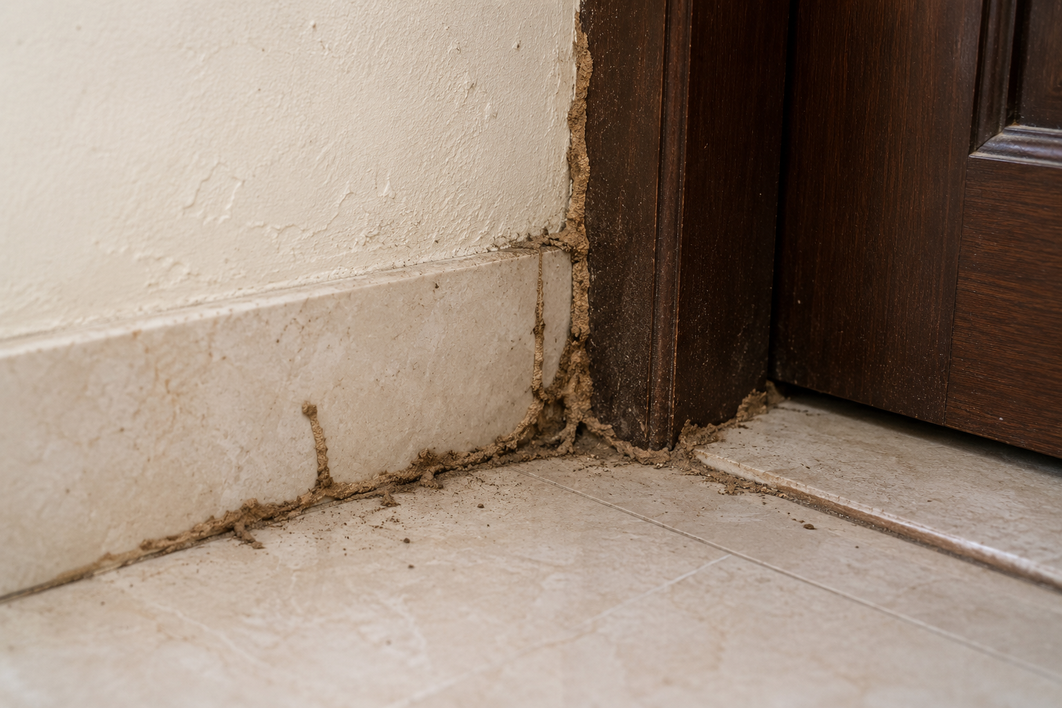 Mud-like tunnels near floor joints