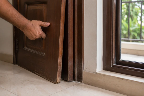 Hand Struggling with Stuck Door